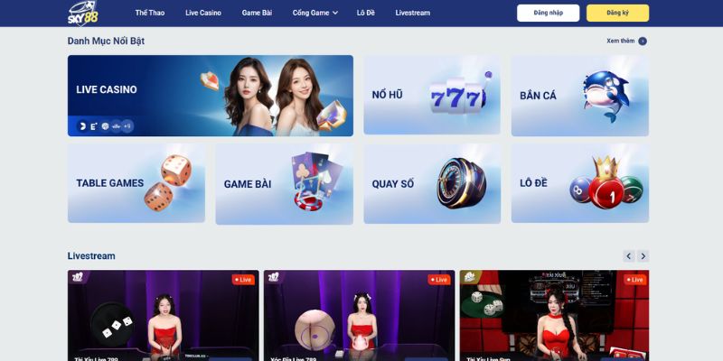 Đa dạng game cược tại SKY88