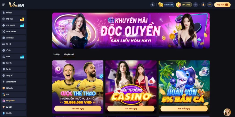 VIN88 dành tặng hội viên nhiều chương trình khuyến mãi hấp dẫn